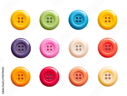 A Collection of Colorful Buttons, isolated on a transparent or white background