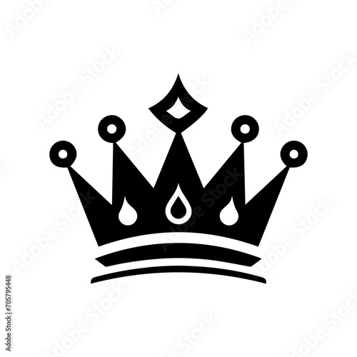 Crown Icon. Simple, black silhouette of a royal crown. Vector illustration isolated on white background. Ideal for logos, emblems, insignia. Can be used in branding, web design.