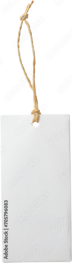 Fototapeta premium Blank price tag tied with string isolated on white background