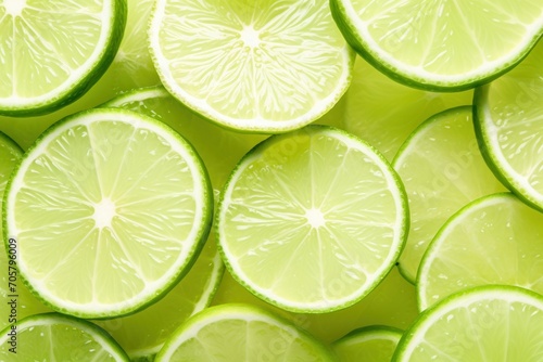  a bunch of limes that are cut in half and stacked on top of each other with water droplets on the tops of the slices of the whole lemons.