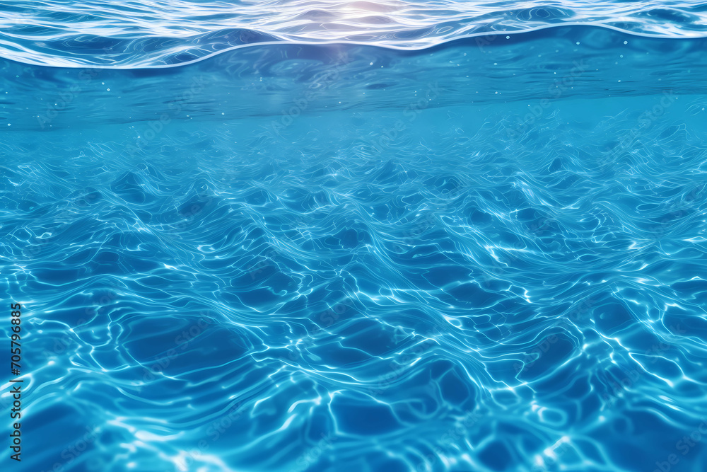 Fototapeta premium Close Up On A Picture Of A Blue Water Surface, A Blue Water Surface With Ripples
