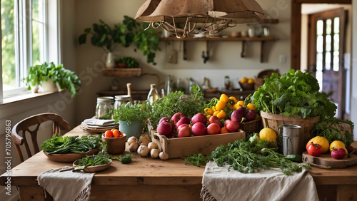 Showcase the journey of ingredients from garden or local farmers' market to your farmhouse kitchen table