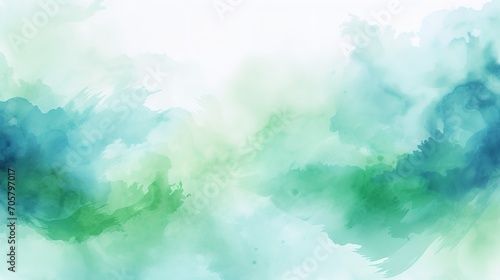 Watercolor background with splashes and washes of teal and turquoise, Generative AI.