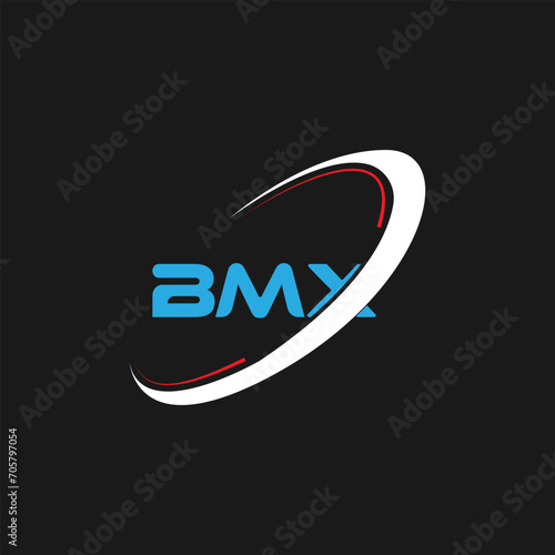 BMX letter Logo design. Initials BMX logo linked with circle and uppercase monogram logo. BMX typography for technology, business and real estate brand logo design