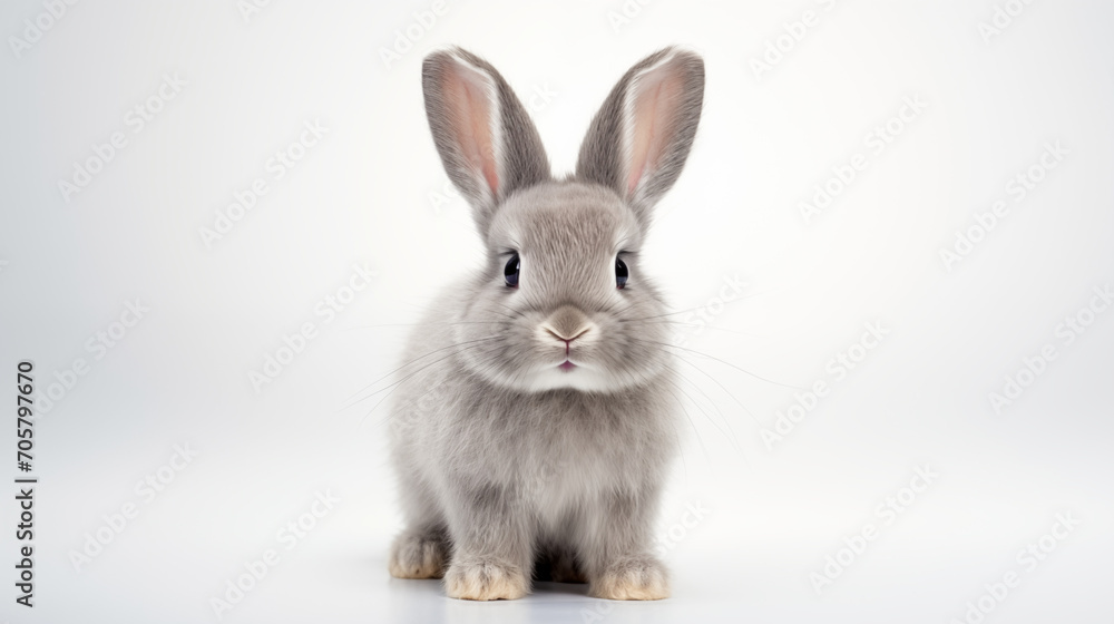 grey rabbit isolated on white background
