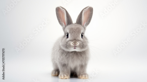 grey rabbit isolated on white background © Surasri