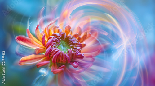 Vivid Flower in Dynamic Swirls - Artistic Floral Abstract Background Wallpaper