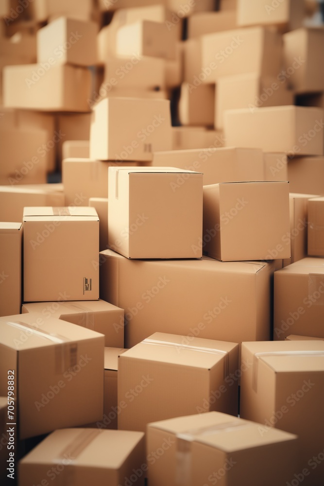 Stacked mountain of cardboard boxes, moving company concept background Stacked mountain of cardboard boxes, moving company concept background