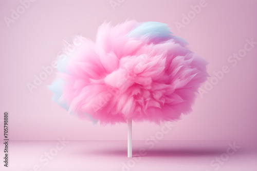 Pink Cotton Candy on a monochrome background, 3d illustration, generated ai