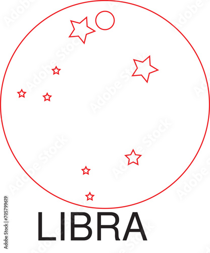 Trendy Astrology Libra Constellation Circle Charm Vector Template for Laser Cutting Libra Star Placement, Simple Libra Pendant Aesthetic Astrology Stars Charm Set for DIY Jewelry Accessory Design Art