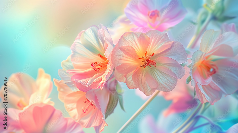 Purple flowers background, close-up of beautiful flowers pastel color, delicate and romantic floral background.