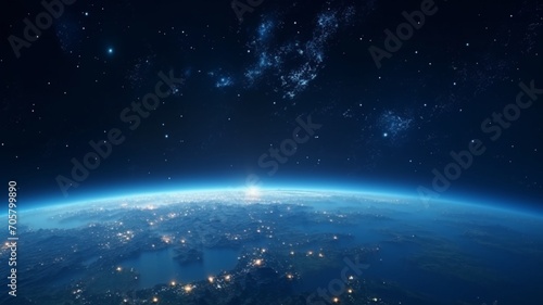 View earth from space with sun shining top photography image Ai generated art