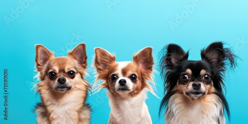 group of chihuahua on blue background