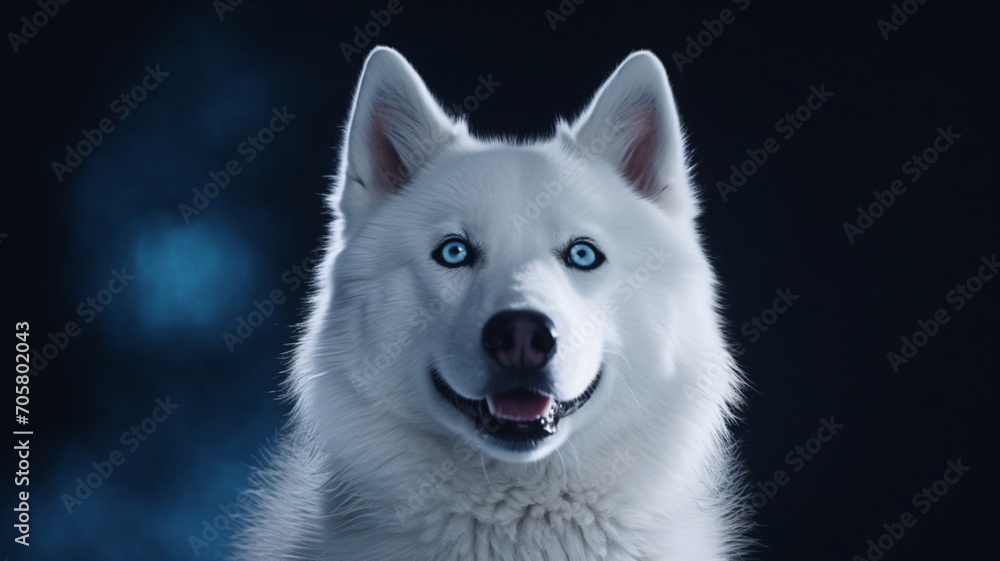 White husky dog black style animal illustration picture Ai generated art