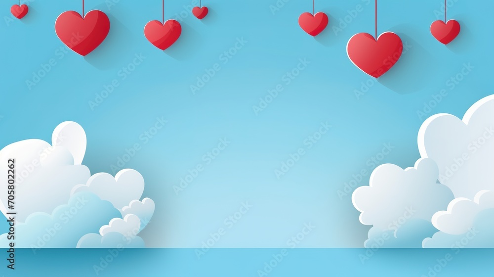 Vector illustration.paper craft style. love for Valentine's day. and big heart and mini heart on blue background with. design for valentine's festival . generative ai