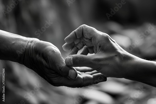 Hand reaching another hand in a kind loving gesture 