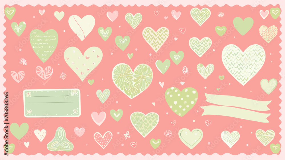 Cute hand drawn heart seamless pattern, cute romantic background, perfect for Valentine's Day