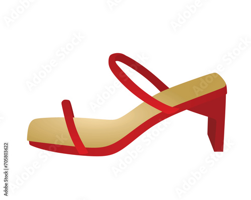 Red woman sandal. vector illustration
