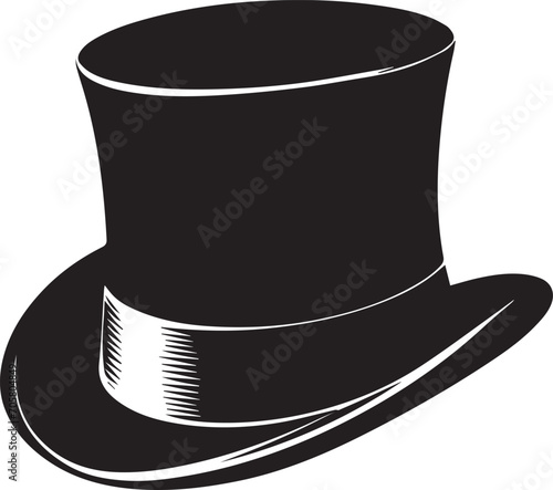 Top hat icon isolated on white background silhouette editable vector