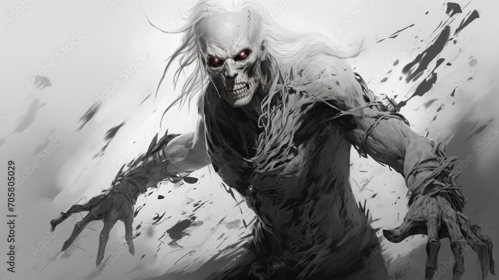 Fototapeta premium Zombie gen dark fantasy portfolio stock photos Ai generated art