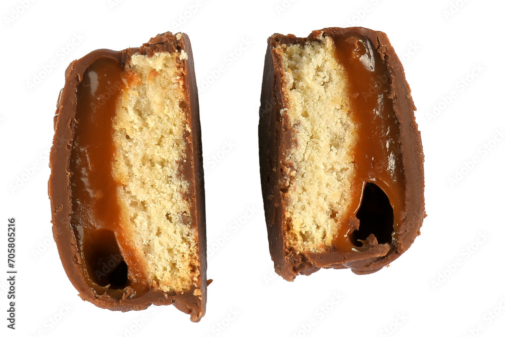 chocolate bonbon with dulce de leche delicious caramel sugar filling isolated caloric - obrazy, fototapety, plakaty 