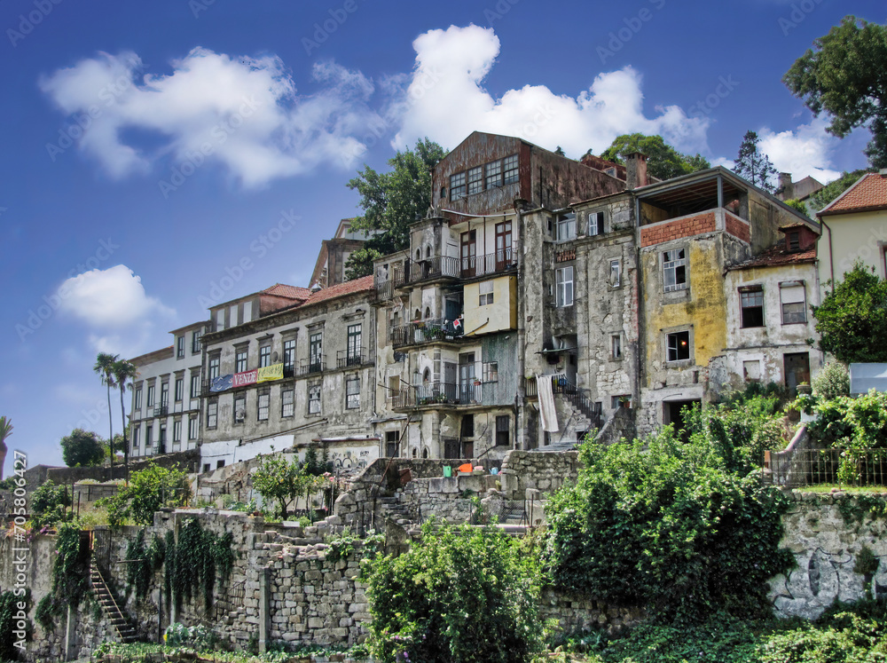 The characteristic and picturesque houses of the old town of Porto (Portugal), a UNESCO site since 1996