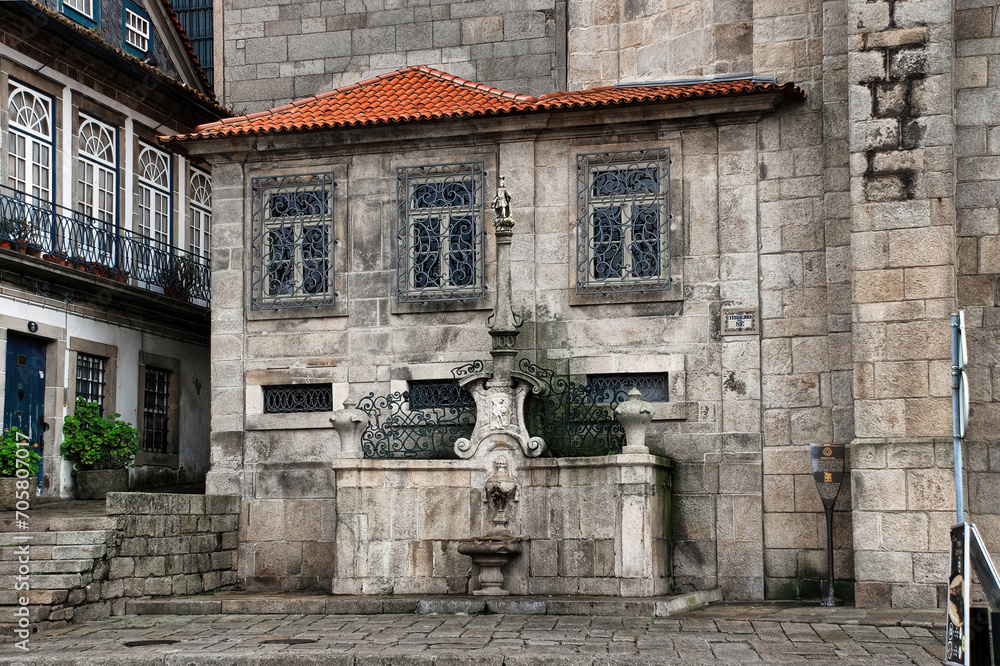 The Chafariz do Anjo, a fountain located in the historic center of Porto, Portugal.