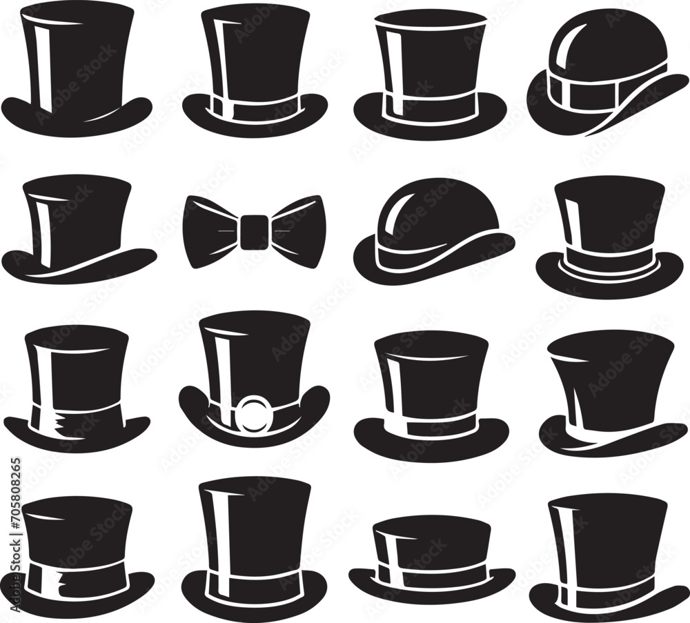 Top hat icon isolated on white background silhouette editable vector Top hat icon isolated on white background silhouette editable vector