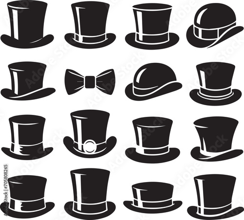 Top hat icon isolated on white background silhouette editable vector