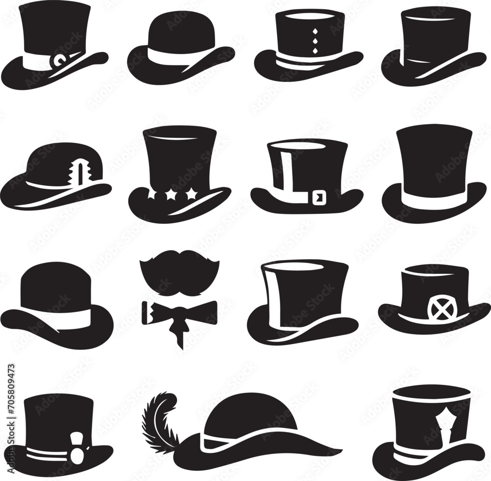 Top hat icon isolated on white background silhouette editable vector Top hat icon isolated on white background silhouette editable vector