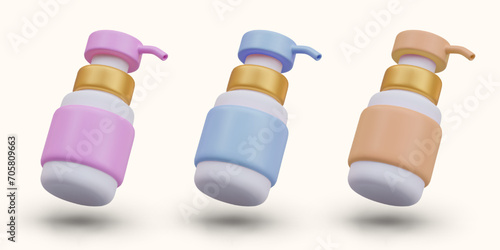 Collection of airless bottles with spray nozzle. Packaging for cosmetic and aromatic products. Templates for online stores of perfumes, hair styling products, care cosmetics