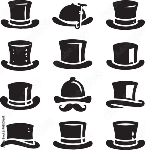 Wallpaper Mural Top hat icon isolated on white background silhouette editable vector Torontodigital.ca