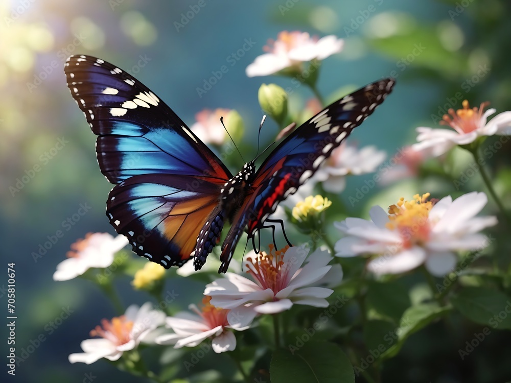 photo closeup shot of a beautiful butterfly with interesting textures on an orange flower photo closeup shot of a beautiful butterfly with interesting textures on an orange flower