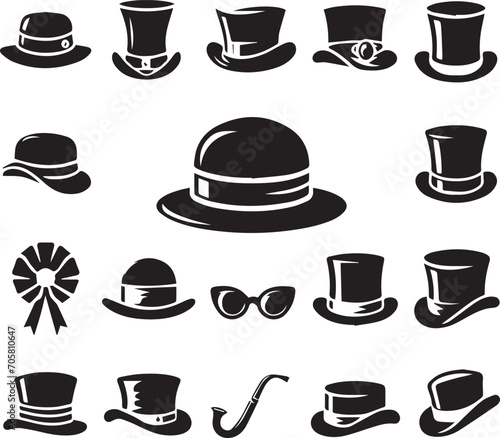 Top hat icon isolated on white background silhouette editable vector