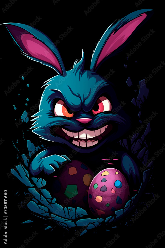 Horror Easter bunny, a dark and scary version of Easter. Creepy rabbit, dressed in a light pink cloak, humanoid Easter bunny, scary, looking at the camera, realistic. Concept design illustration.