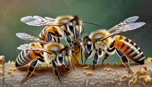 group of bee or honeybee apis mellifera