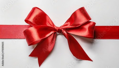 red ribbon with bow on white background