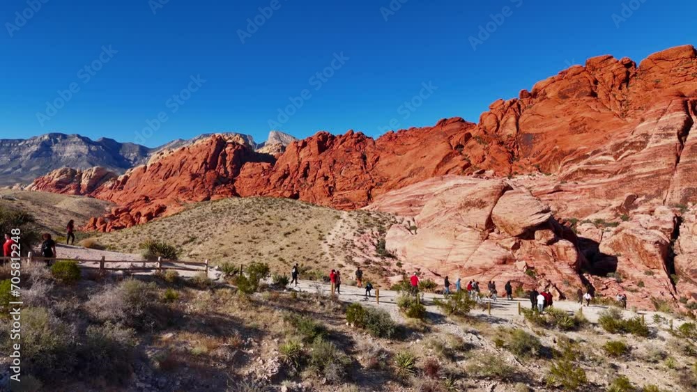 The famous red rocks and beige sandstones at red Rock Canyon - aerial photography The famous red rocks and beige sandstones at red Rock Canyon - aerial photography
