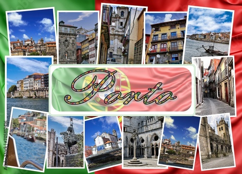 A photo collage depicting the beautiful city of Porto (Oporto) in Portugal