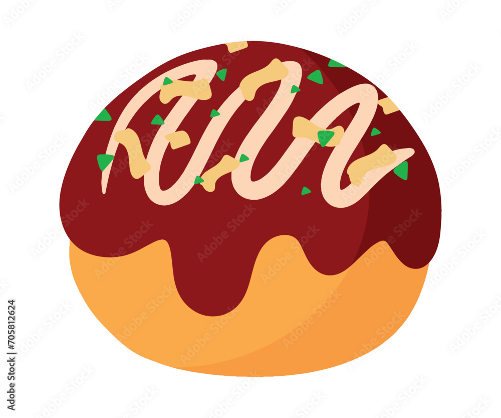Takoyaki Japanese Food in Cute Cartoon Vector Illustration Takoyaki Japanese Food in Cute Cartoon Vector Illustration