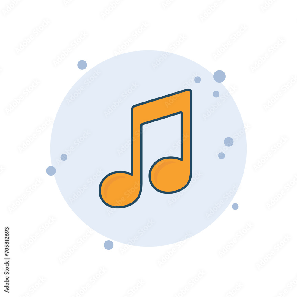 Cartoon music note icon vector illustration. Quaver on bubbles background. Sound sign concept. Cartoon music note icon vector illustration. Quaver on bubbles background. Sound sign concept.