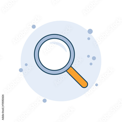 Cartoon loupe icon vector illustration. Magnifying glass on bubbles background. Magnifier search sign concept.