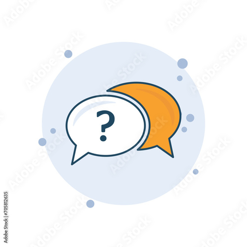 Cartoon questionmark icon vector illustration. Question on bubbles background. Ask sign concept.