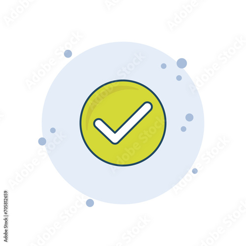 Cartoon checkmark icon vector illustration. Check mark on bubbles background. Tick sign concept.