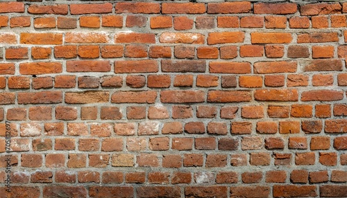 panoramic view of empty old red brick wall background with copy space