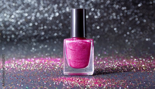 blank glitter pink nail polish bottle high quality photo