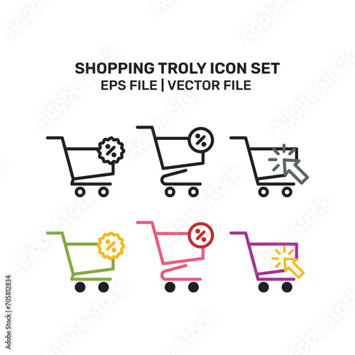 Shopping troly icon line art, cart icon design