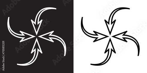 Inward arrow icon vector. Four Arrows icon sign symbol in trendy flat style. Arrow pointing center vector icon illustration isolated on black and white background