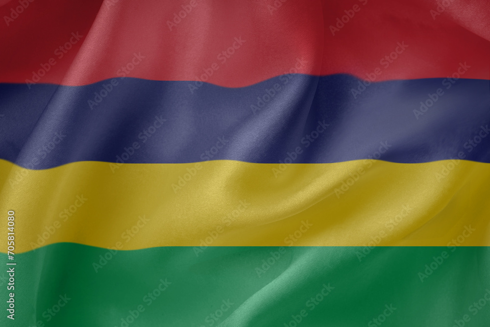 mauritius waving flag close up fabric texture background mauritius waving flag close up fabric texture background