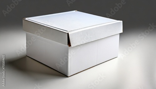 white cardboard box on white background